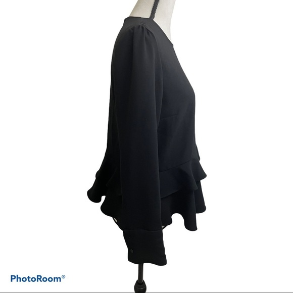 Zara double layer peplum ruffle black blouse/top Size Small - Picture 3 of 7
